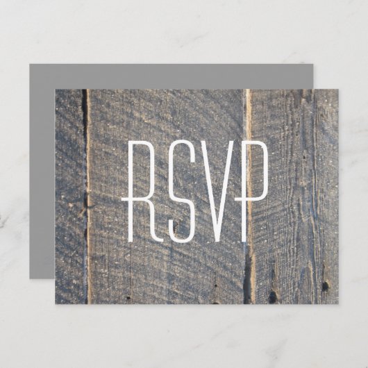 rustikales graues Scheunenholz Hochzeit UAWG Einladungspostkarte (Vorne/Hinten)
