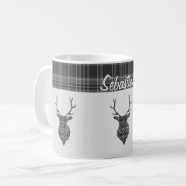 Rustikales graues Tartan Muster und Steg Head Antl Kaffeetasse