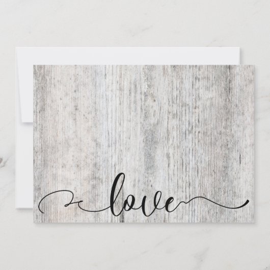 Rustikales graues Wetter-Holz Hochzeit speichern d Save The Date (Rückseite)