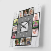 Rustikales Grauholz kreiert Ihre eigene 12-FotoCol Quadratische Wanduhr (Winkel)