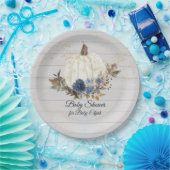 Rustikales Grauholz-Navy-Floral-Pumpkin-Kinderdusc Pappteller (Party)