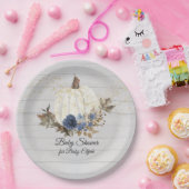 Rustikales Grauholz-Navy-Floral-Pumpkin-Kinderdusc Pappteller (Party)