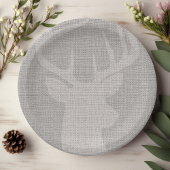 Rustikales Gray Burlap Deer Buck Pappteller