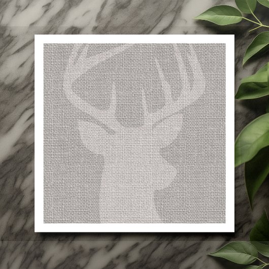 Rustikales Gray Burlap Deer Buck Serviette