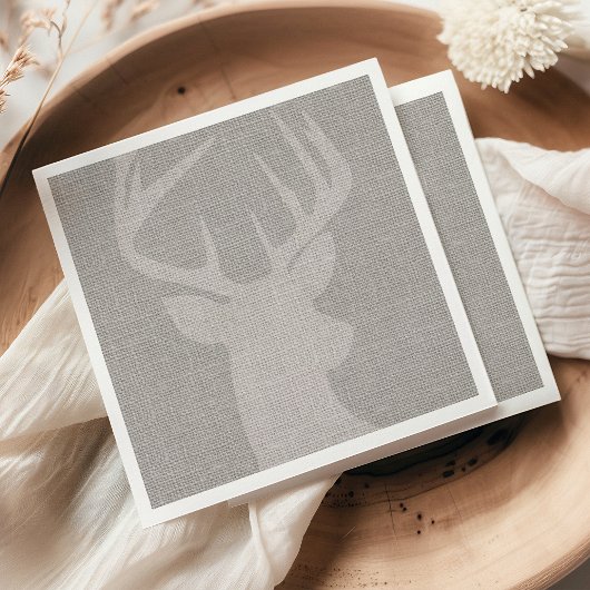 Rustikales Gray Burlap Deer Buck Serviette