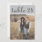 Rustikales Gray Wedding Foto Tischnummer (Rückseite)