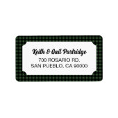 Rustikales Green & Black Buffalo Kariert Custom Adressaufkleber (Vorne)