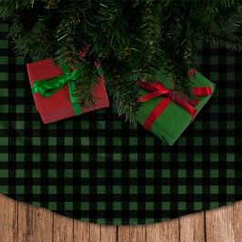 Rustikales Green & Black Buffalo Kariert Polyester Weihnachtsbaumdecke