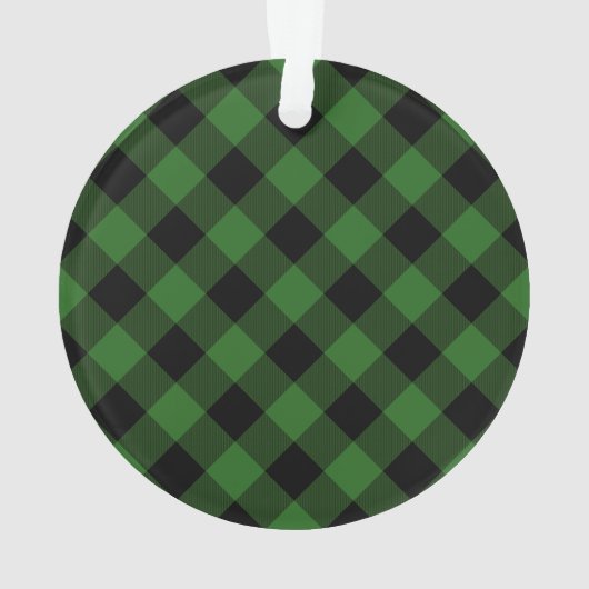 Rustikales Green Black Kariert First Großeltern Fo Ornament (Rückseite)