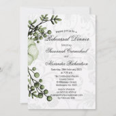 Rustikales Green Bouquet und Damask Probe Dinner Einladung (Vorderseite)