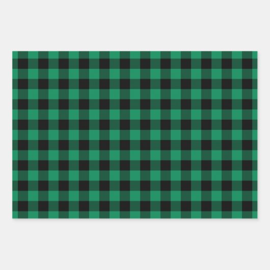 Rustikales Green Buffalo Kariert Frohe Weihnachten Geschenkpapier Set (Vorderseite)
