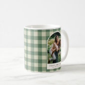 Rustikales Green Gingham Arch Foto Moderne Weihnac Kaffeetasse (VorderseiteRechts)