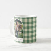Rustikales Green Gingham Arch Foto Moderne Weihnac Kaffeetasse (Vorderseite Links)