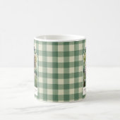 Rustikales Green Gingham Arch Foto Moderne Weihnac Kaffeetasse (Mittel)