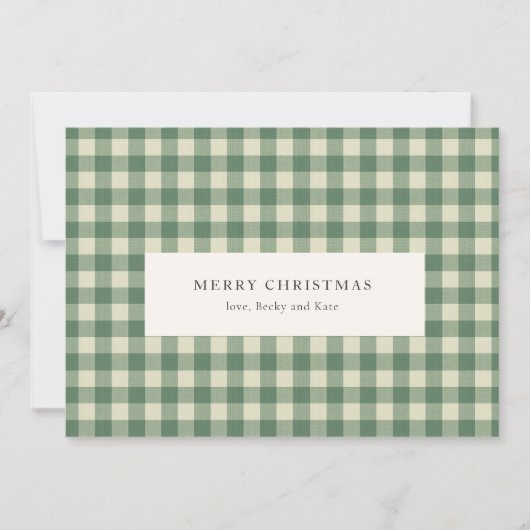 Rustikales Green Gingham Moderne Weihnachten (Vorderseite)