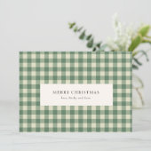 Rustikales Green Gingham Moderne Weihnachten (Stehend Vorderseite)