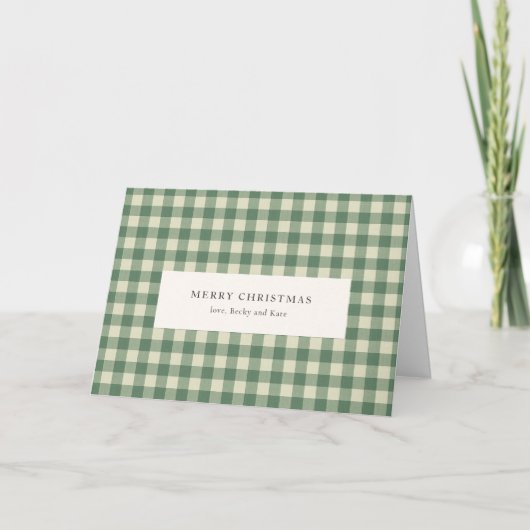 Rustikales Green Gingham Moderne Weihnachten (Vorderseite)