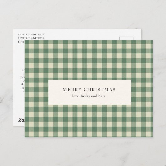 Rustikales Green Gingham Moderne Weihnachten (Vorne/Hinten)