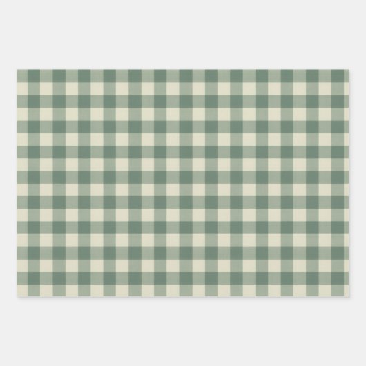 Rustikales Green Gingham Moderne Weihnachten Geschenkpapier Set (Vorderseite 3)