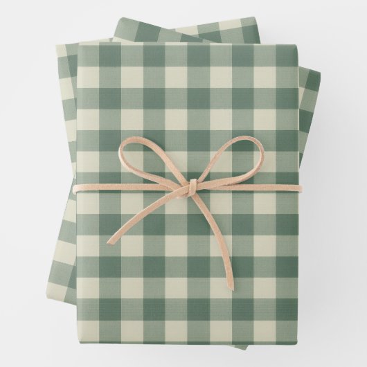 Rustikales Green Gingham Moderne Weihnachten Geschenkpapier Set (Beispiel)