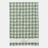 Rustikales Green Gingham Moderne Weihnachten Geschirrtuch (Vertikal)