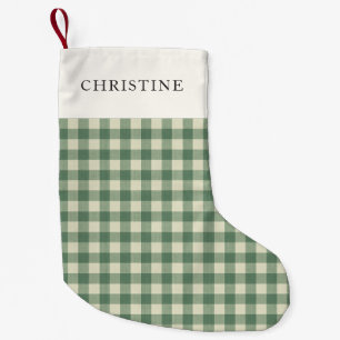 Rustikales Green Gingham Moderne Weihnachten Kleiner Weihnachtsstrumpf