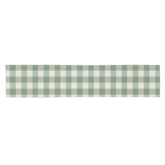 Rustikales Green Gingham Moderne Weihnachten Kurzer Tischläufer (Horizontal)