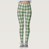 Rustikales Green Gingham Moderne Weihnachten Leggings (Vorderseite)