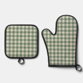 Rustikales Green Gingham Moderne Weihnachten Ofenhandschuh & Topflappen-Set (Vorderseite)