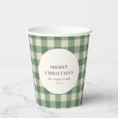 Rustikales Green Gingham Moderne Weihnachten Pappbecher (Rückseite)