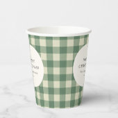 Rustikales Green Gingham Moderne Weihnachten Pappbecher (Links)