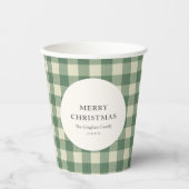 Rustikales Green Gingham Moderne Weihnachten Pappbecher (Vorderseite)