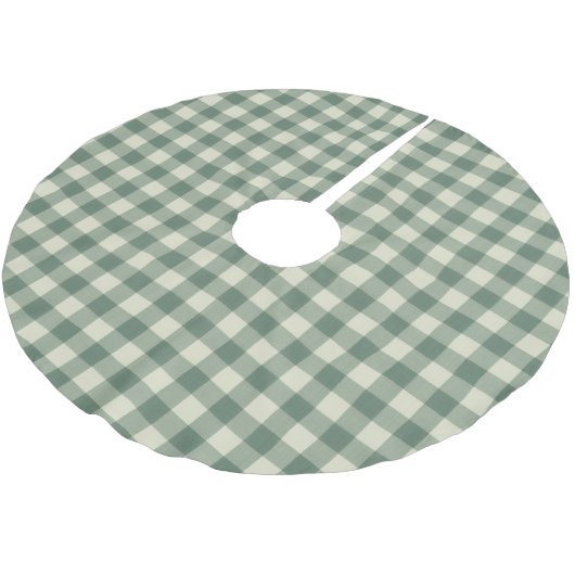 Rustikales Green Gingham Moderne Weihnachten Polyester Weihnachtsbaumdecke (Schrägansicht)