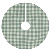 Rustikales Green Gingham Moderne Weihnachten Polyester Weihnachtsbaumdecke (Vorderseite)
