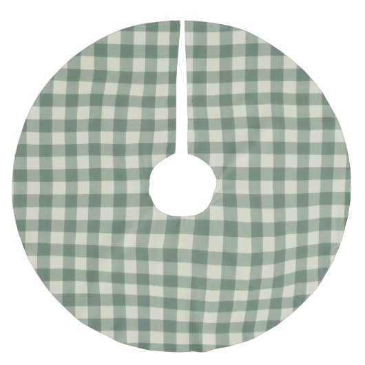 Rustikales Green Gingham Moderne Weihnachten Polyester Weihnachtsbaumdecke (Vorderseite)