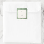 Rustikales Green Gingham Moderne Weihnachten Quadratischer Aufkleber (Tasche)