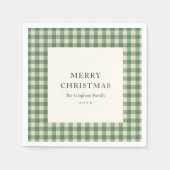 Rustikales Green Gingham Moderne Weihnachten Serviette (Vorderseite)