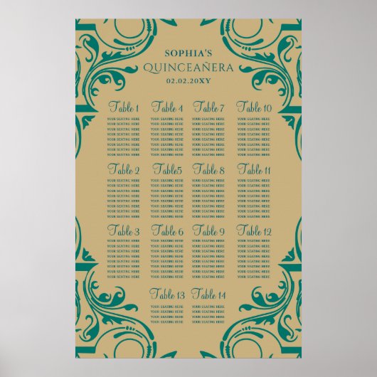 Rustikales Green Gold-Sitzplakat Poster (Vorne)