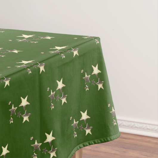 Rustikales Green Gold Stars Muster Festival Elegan Tischdecke (Beispiel)
