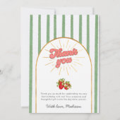 Rustikales Green Gold White Birthday Foto Erdbeere Dankeskarte (Rückseite)