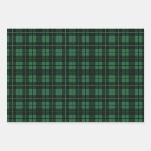 Rustikales Green Kariert Buffalo Karo Mixed Patter Geschenkpapier Set (Vorderseite 3)