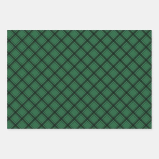 Rustikales Green Kariert Buffalo Karo Mixed Patter Geschenkpapier Set (Vorderseite)