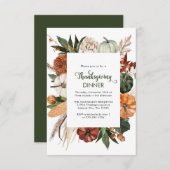 Rustikales Green Pumpkin Erntedank Dinner Mitteilungskarte (Vorne/Hinten)