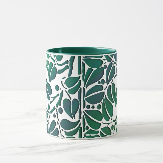Rustikales Green Scrolling Blätter Kaffee Tasse (Zentrum)