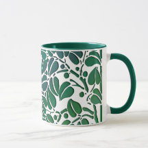 Rustikales Green Scrolling Blätter Kaffee Tasse