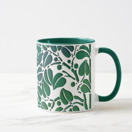 Rustikales Green Scrolling Blätter Kaffee Tasse