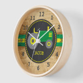 Rustikales Green Tractor Boy's Bedroom Kinderzimme Uhr (Winkel)