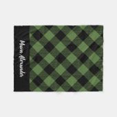 Rustikales Green und Black Buffalo Karo Monogram Fleecedecke (Vorderseite (Horizontal))