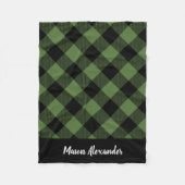 Rustikales Green und Black Buffalo Karo Monogram Fleecedecke (Vorderseite)