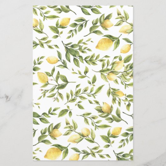 Rustikales Greenery Lemons Wedding Menu (Rückseite)